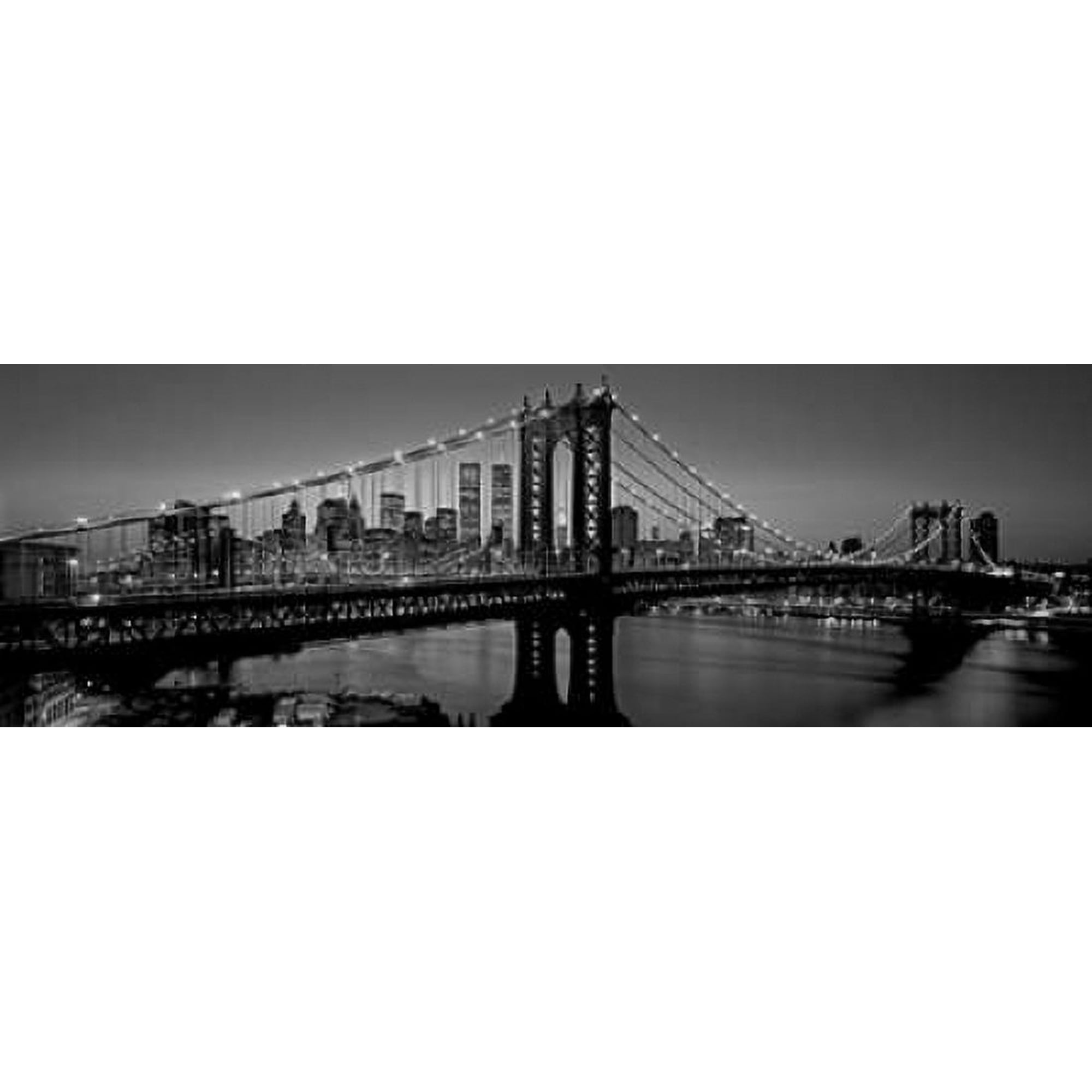 Manhattan Bridge and Skyline Poster Print by Richard Berenholtz (8 x 24)