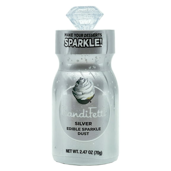 CandiFetti Edible Décor Silver Sparkle Dust, 2.47 oz