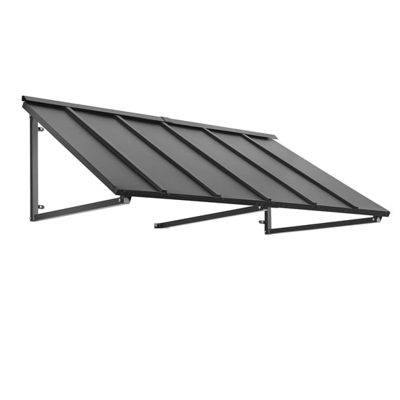Awntech 7.67 Ft Houstonian Standing Seam Metal Fixed Awning Canopy (92in x 24in x 36in), Black
