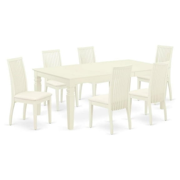 Pemberly Row 7-piece Wood Dining Room Set in Linen White