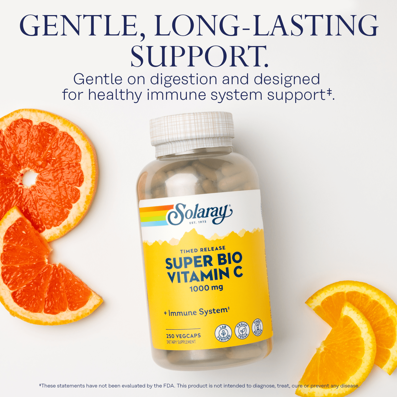 Solaray Super Bio Buffered Vitamin C 1000 mg with Bioflavonoids, Timed Release Immune Support, 250 VegCaps
