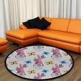 thumbnail image 4 of Coolnut Round Rugs for Living Room, Gnomes And Flowers In A Seamle Non-Slip Coral Velvet Long Runner Rugs, Washable Water Absorbent Mat Carpet for Bedroom Kitchen Kids Room, 4 of 6