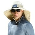 thumbnail image 5 of Opehuo Wide Brim Sun Hat with Solar Fan-Rechargeable Fan Built-In Sun Hat,UV Hiking Camping Fishing Hat for Fishing,Hiking,Camping,3 Speed,Khaki-A, 5 of 10