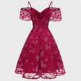 thumbnail image 3 of Jdlsppl Women's Floral Lace Cold Shouder Dress Homecoming Wedding Evening Gown Party Cocktail Dresses Ruffle Sleeve A Line Flowy Burgundy 4-6, 3 of 5