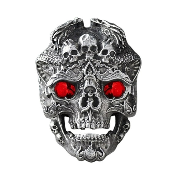 Punk Skull Rings Open Rings Eye Catching Finger Rings Skull Adjustable Opening Rings Alloy Party Jewelry