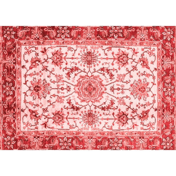 Ahgly Company Machine Washable Indoor Rectangle Abstract Red Modern Area Rugs, 5' x 7'