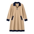 thumbnail image 5 of hoksml Women's Color Block Sweatshirt Dress with Pockets - Half Zip Long Sleeve Loose Mini Tunic Shift Dress for Casual Wear, 5 of 8