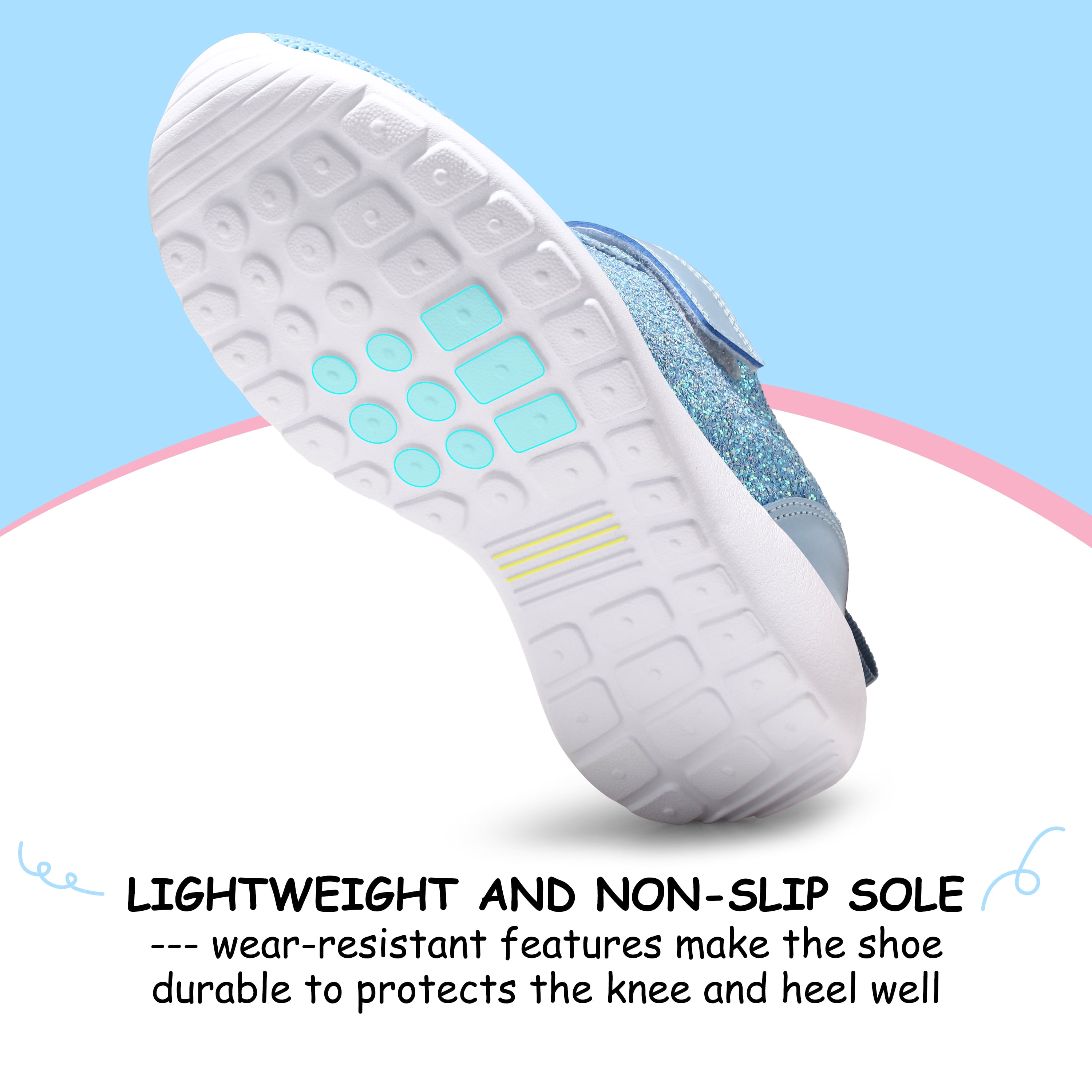 HARVEST LAND Girls Glitter Sneakers Slip-on Athletic Tennis Shoes for Boys Toddler Little/Big Kids