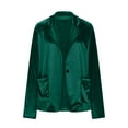 thumbnail image 4 of Cropped Jacket Sevevn Women's Velvet Blazer Jacket Lapel Long Sleeve V Neck Suit Coat, 4 of 9