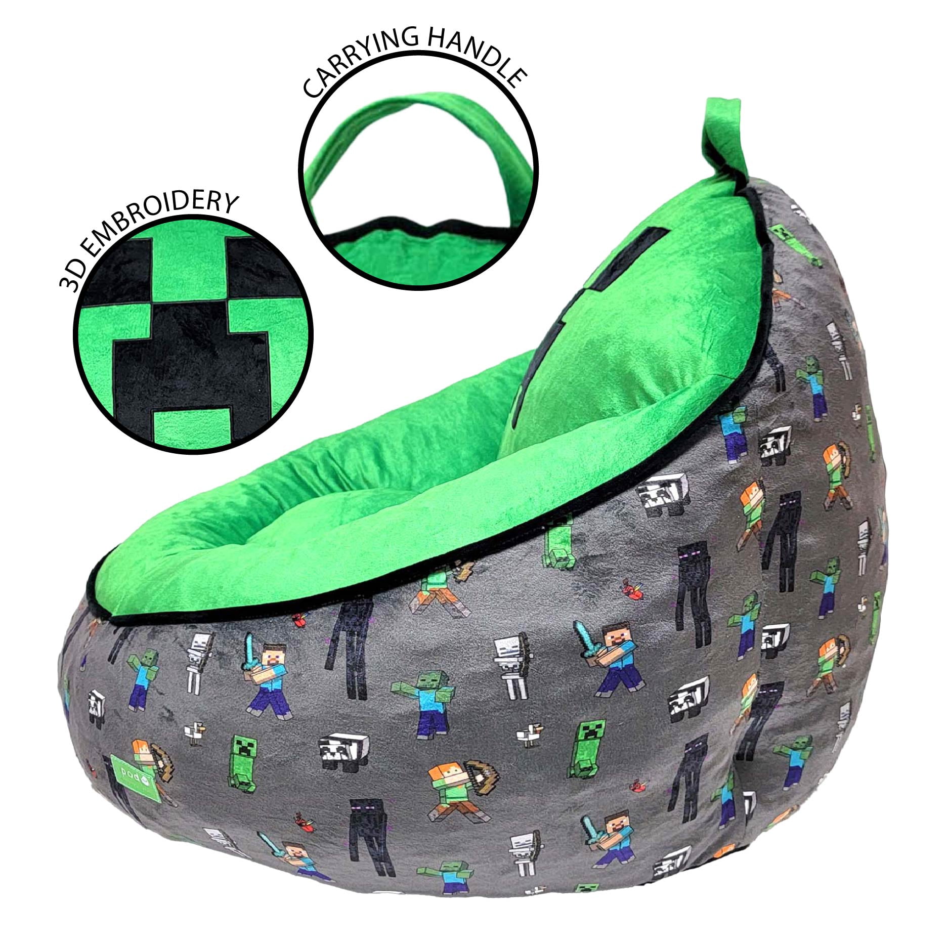 Minecraft Compressed Foam Lounge Chair, Green