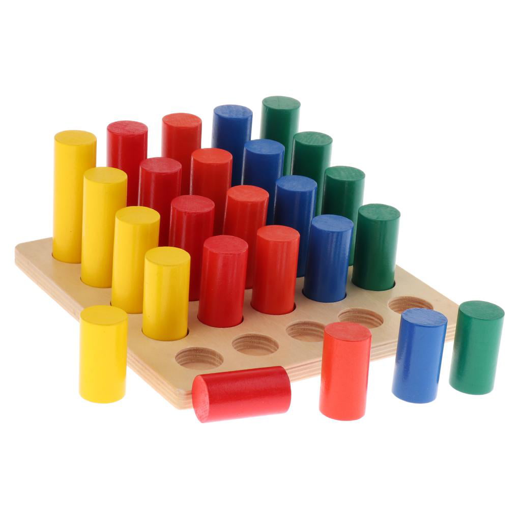 Knobless Cylinders Montessori Learning Resource Geometry Blocks for Kids 