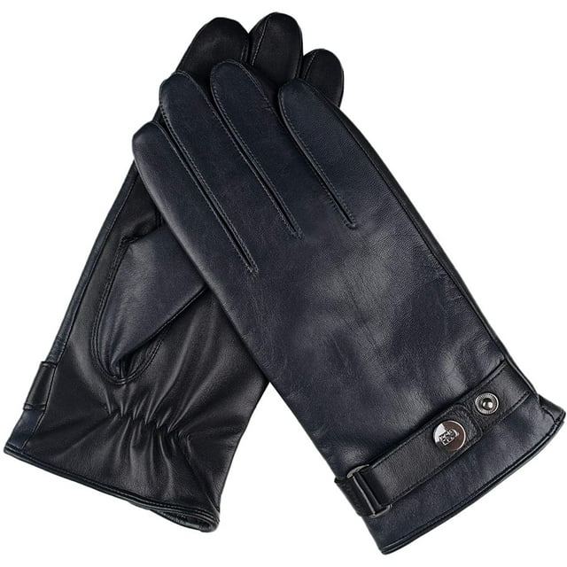Motorcycle Gloves Men Driving Leather Gloves Touchscreen Winter Warm Italian Nappa Wool Liner