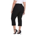thumbnail image 4 of HDE Women's Plus Size Pull On Capris with Pockets Cropped Pants Black 3X, 4 of 6