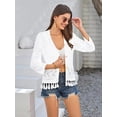 thumbnail image 3 of Elegant White Openwork Knit Cardigan with Fringe Hem & Button Front, 3 of 5