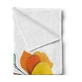 thumbnail image 2 of Floral Soft Flannel Fleece Throw Blanket, Bouquet with Swirled Branches Romantic Paper Flowers Origami Autumn Blooms Image, Cozy Plush for Indoor and Outdoor Use, 50" x 60", Mint Orange, by Ambesonne, 2 of 5