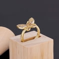 thumbnail image 5 of Womens Butterfly Ring With Rhinestones Gold Plated Copper Adjustable Open Band Korean Fashion Jewelry Gift Now, 5 of 6
