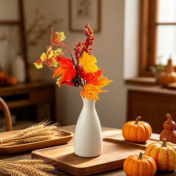 Artificial Fall Blooms Thanksgiving Floral Stems Faux Branches for Vase Counter Centerpiece Fall Home Ornament