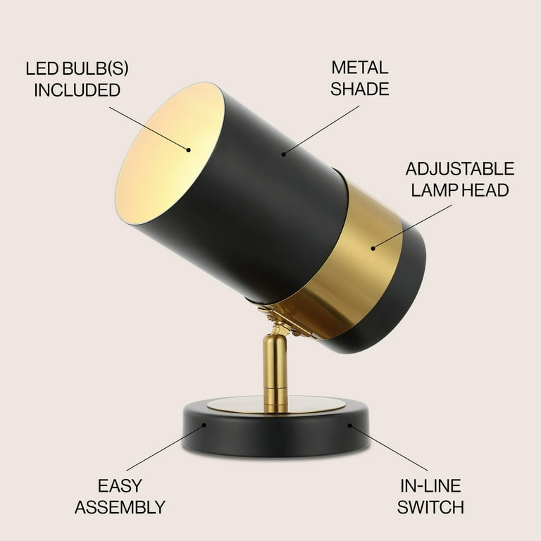 Adjustable Brass Spotlight Led Floor Lamp In Black Metal