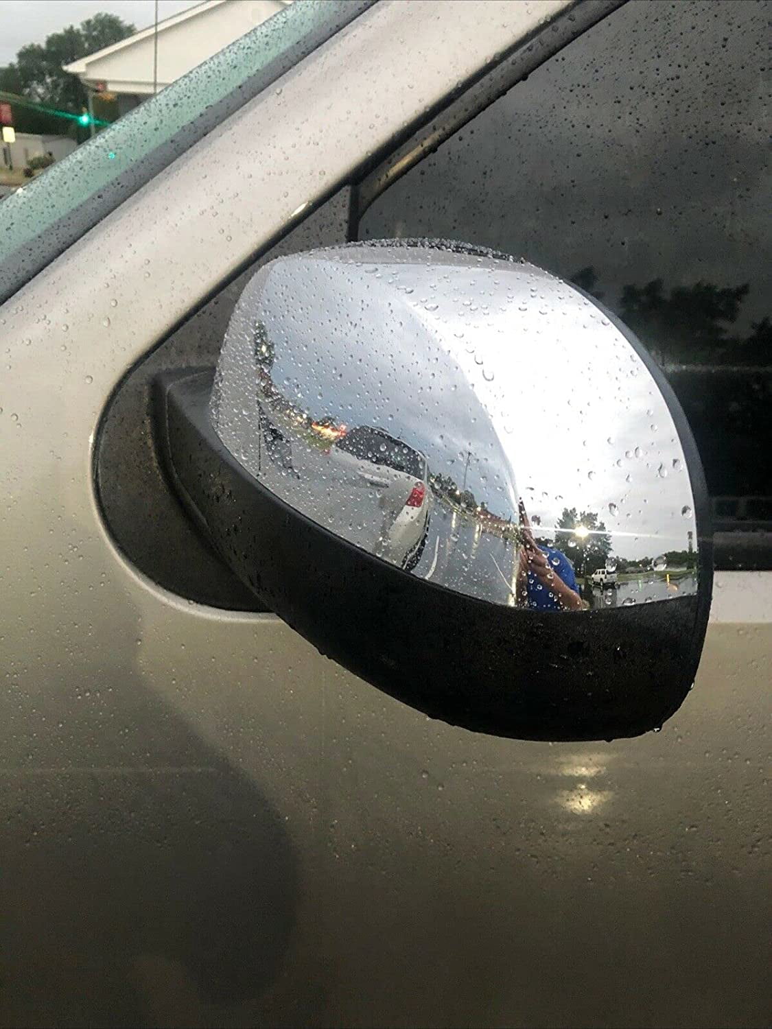 Kojem Pair Chrome Side View Upper Mirror Top Half Caps Fit for 2007-2014 Chevy Silverado GMC Sierra Avalanche Tahoe Suburban Left & Right