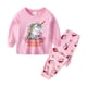 thumbnail image 3 of Ropa de dormir de algodón con estampado de unicornio para niña, conjunto de 2 piezas de manga larga con dibujos animados de Disney, informal, primavera y otoño, 3 of 5