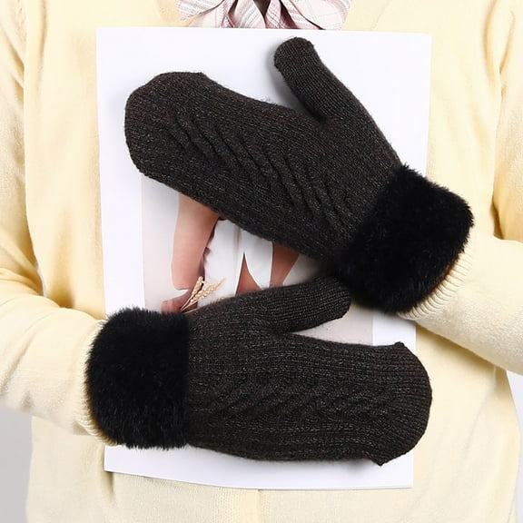 Lroveb Winter Gloves for Women Fleece Lined Men Cold Weather Gloves Mittens Thick Thermal Plush Womens Warm Convertible Fingerless Gloves