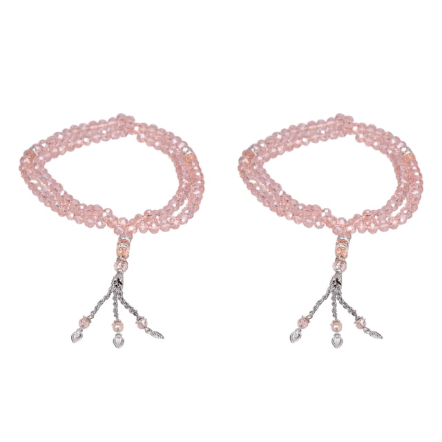 2 cuentas de oración musulmana, 99 cuentas, separadores de Mihrab, diseño exquisito, cuentas de oración Tasbih para bolso de mano, color rosa