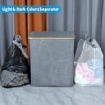 thumbnail image 3 of Laundry Hamper with Lid, Double Laundry Hamper with 2 Removable Bags, 2 Section Laundry Basket with Bamboo Handles for Bathroom, Bedroom & Laundry Room, 140L (36.9 Gallon) Blue Grey, 3 of 14