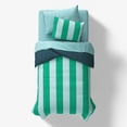 thumbnail image 4 of Mainstays Kids Green and Blue Stripe Reversible Comforter Set with Sheets, Twin, 5 Pieces, 4 of 8