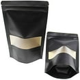 thumbnail image 1 of 5.9x8.6 Inches Kraft Paper Resealable Bags Zip Lock Black Stand up Snack Packing Zipper Pouch Bags with Matte Window and Tear Notch,Pack of 50 packaging bag Black, 1 of 5
