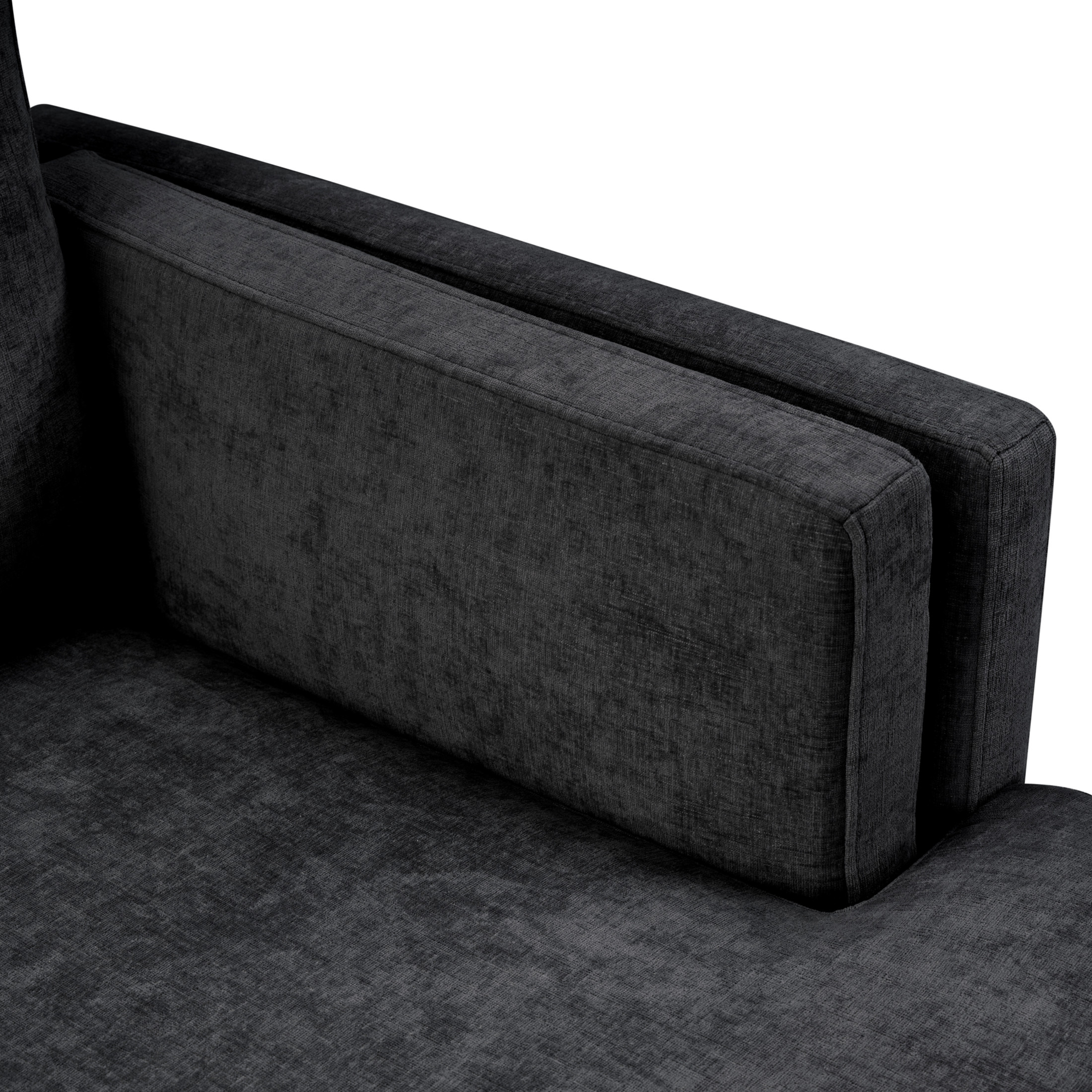 Christopher Knight Home Modern Chaise Lounge Sofa Bed, 53.5" Upholstered Sofa Couch with Armrests, Black