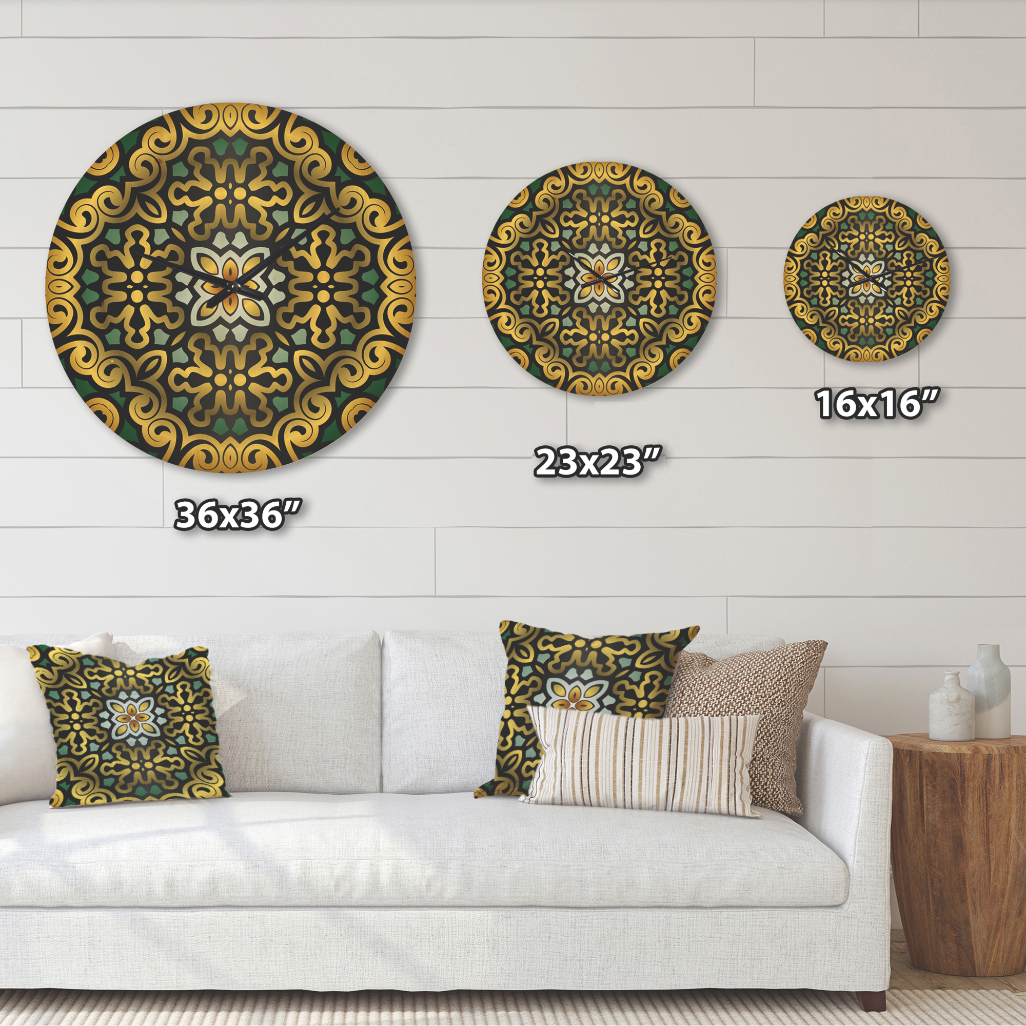 Designart 'Geometric Ornament Ethnic Floral ' Modern Wood Wall Clock