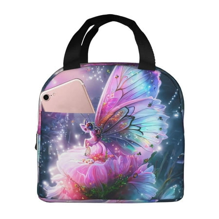 Insulated Lunch Bag for Women Men - Shiny Butterfly Leakproof Cooler Lunch Box for Women Men  Lunch Tote Bags for Work School Picnic Travel