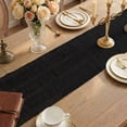 thumbnail image 5 of Macrame Boho Table Runner 72 Inches Long Farmhouse Woven Cotton Home Decor for Dining Room Table Kitchen Island Buffet Console Bridal Shower Party Rustic Farmhouse Kitchen Decor - 12x72 Inch（Black）, 5 of 8