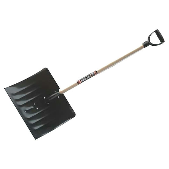 Snow Shovel, 42 in Wood D-Grip Handle, Steel Blade Material, 24 in Blade Width