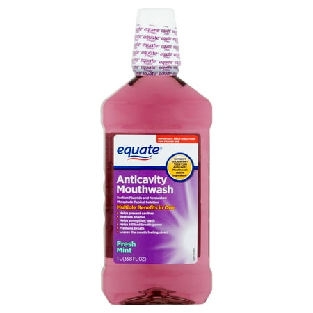(2 pack) Equate Fresh Mint Anticavity Mouthwash, 33.8 (Best All Natural Mouthwash)