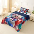 thumbnail image 2 of Homewish Pomeranian Dog Twin Comforter Sets,4Th Of July Bedding Set,White,Balloon Decor,Navy Blue Reversible,2 Pieces,1 Comforter and 1 Pillowcase, 2 of 7