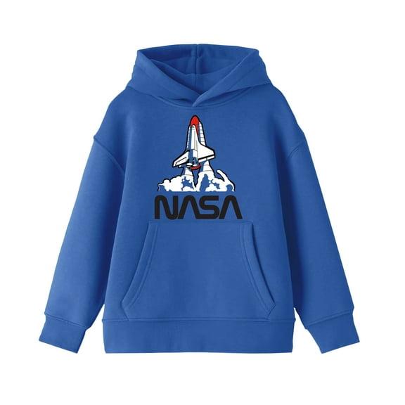 Youth Boys NASA Shuttle Launch Royal Blue Screen Print Hooded Sweatshirt - M