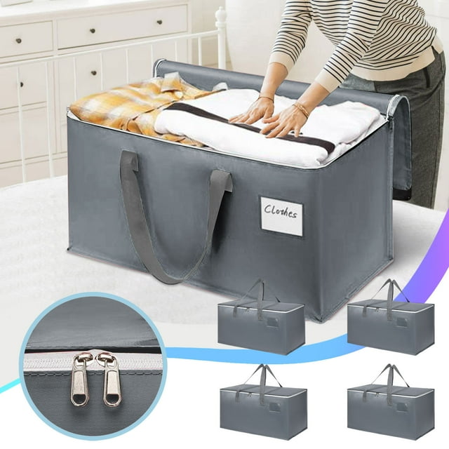 Fiudx Bolsas de Almacenamiento de Gran Capacidad, Diseño Plegable, Material de Polietileno Duradero, Organizador Compacto, Ideal para Mudanzas, Hogar o Viajes, Juego de 4 Piezas, 69 X 38 X 35 Cm