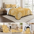 thumbnail image 6 of Quilts Full Size Bedding Set, Yellow Orange Palm Tree Lightweight Quilted Comforter, Summer Botanical Tropical Tree Soft Reversible Bedspread Coverlet with Pillow Covers for All Season, 78" x 90", 6 of 9