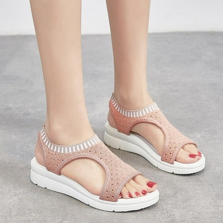 

New Fish Mouth Sandals Women s Large Size Flying Wedge Wedge Sports Women s Sandals Thick Sole Casual Sandals