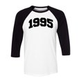 thumbnail image 1 of 1995 College Style Three-Quarter Raglan Sleeve Baseball Shirt Unisex Medium White/Black, 1 of 5