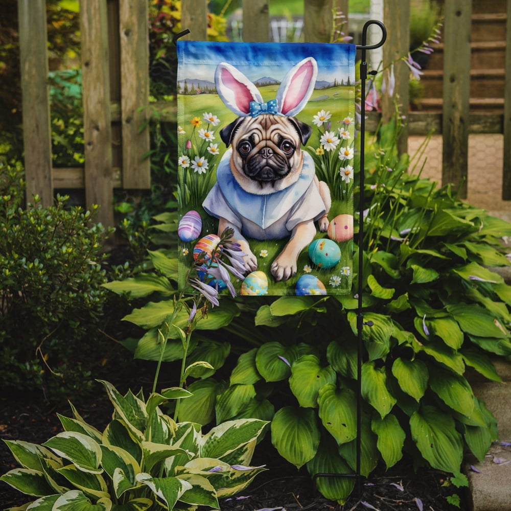 Pug Easter Egg Hunt Garden Flag 11.25 in x 15.5 in