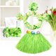 thumbnail image 3 of Falda de baile tropical hawaiana con hierba hula, 6 piezas, collar, pulseras, diadema, sujetador, 40 cm (falda verde), 3 of 7