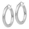 thumbnail image 2 of Auriga Fine Jewelry 14K White Gold 5mm Lightweight Hoop Earrings for Women (L-35mm, W-5mm), 2 of 5