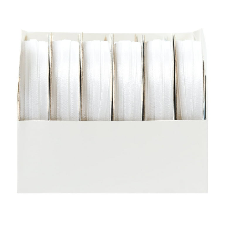 Offray White Ribbon 1/8 Inch Woven Polyester for Craft and Gift