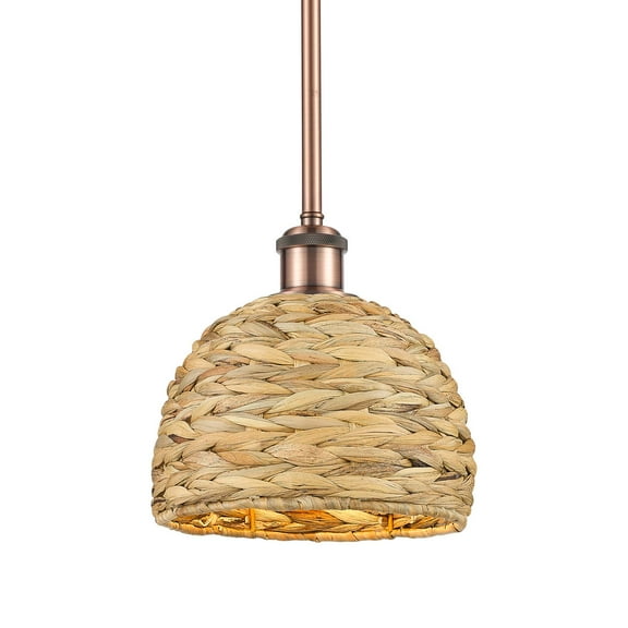 Innovations Lighting 516-1S-9-8 Woven Rattan Pendant Woven Rattan 8" Wide Mini Pendant -