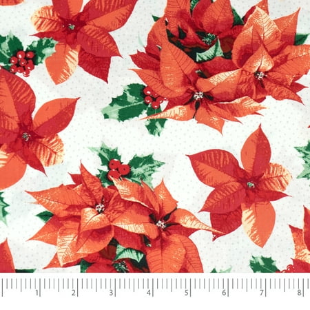 SINGER FABRICS - 100% Cotton Print 2 Yard Precut Christmas Collection, Poinsettia