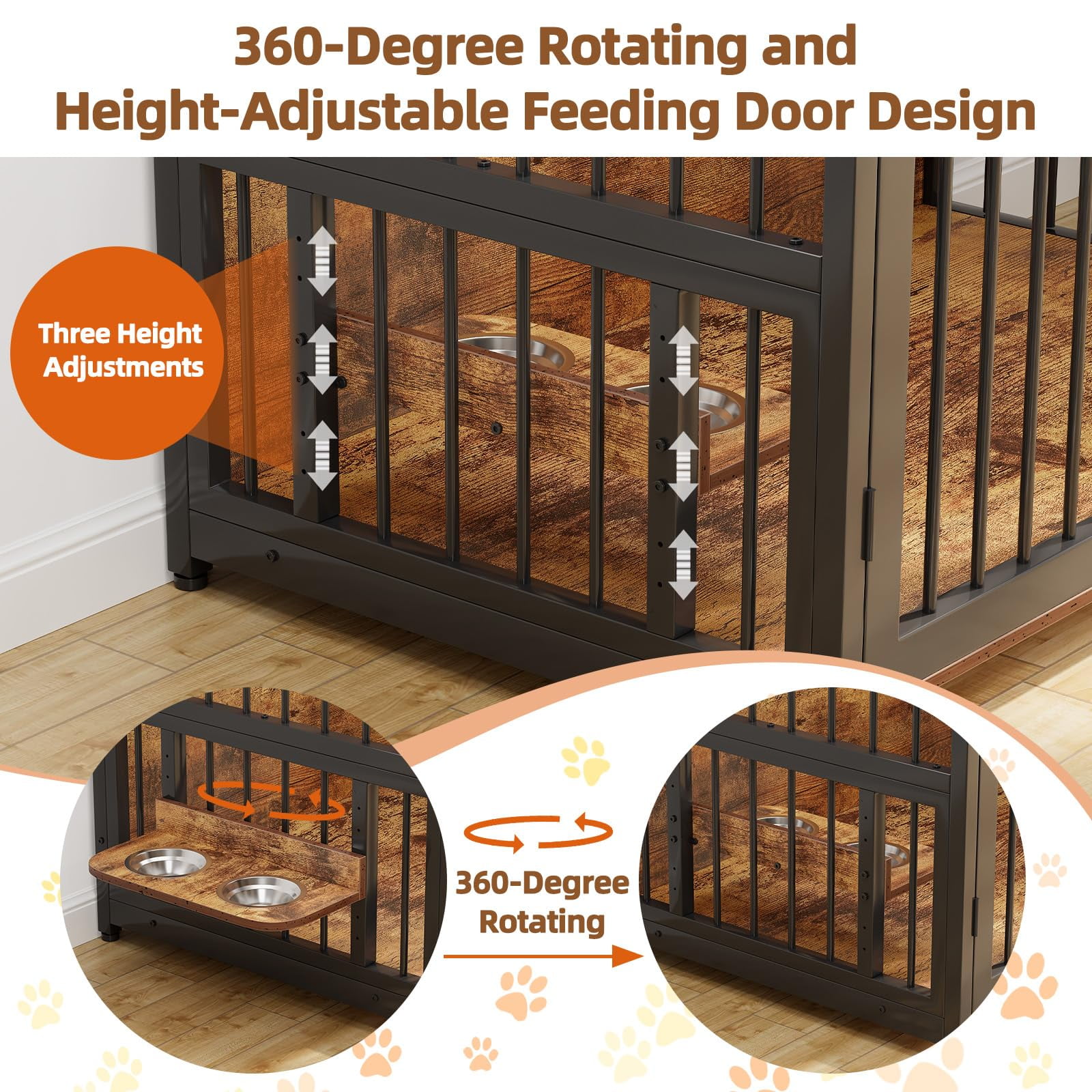 Aoile Large Dog Crate Furniture with 2 Storage Shelves, 41/48" Wooden Indoor Pet Cage, Stylish and Durable for Medium Dogs, Easy Assembly
