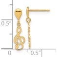 thumbnail image 3 of 14K Yellow Gold Polished Treble Clef Dangle Earrings (18.4 X 5.1) Made In Spain ye2117, 3 of 5