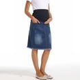 thumbnail image 6 of Hxshgdsn Womens Maternity Casual Jean Skirt With Pockets Hem High Waist Fake Denim Pregnancy Clothes Blue 2Xl, 6 of 7